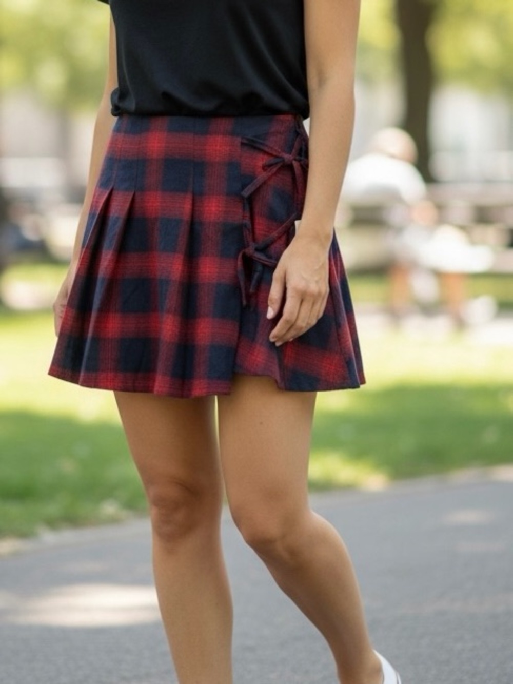 Sincerely Jules Red & Navy Plaid Mini Skirt